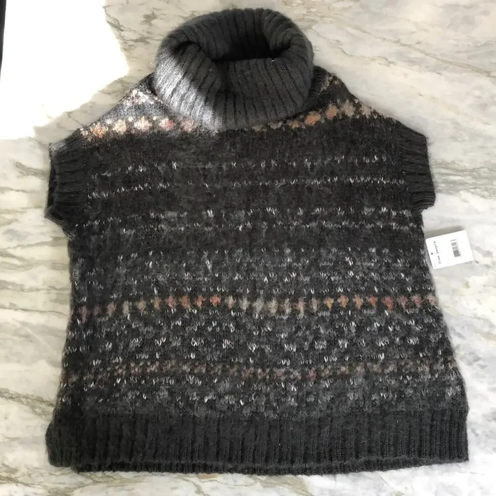 Free People Womens Snow Bunny Wool Blend Slouchy Fair Isle Sweater Top Size XS